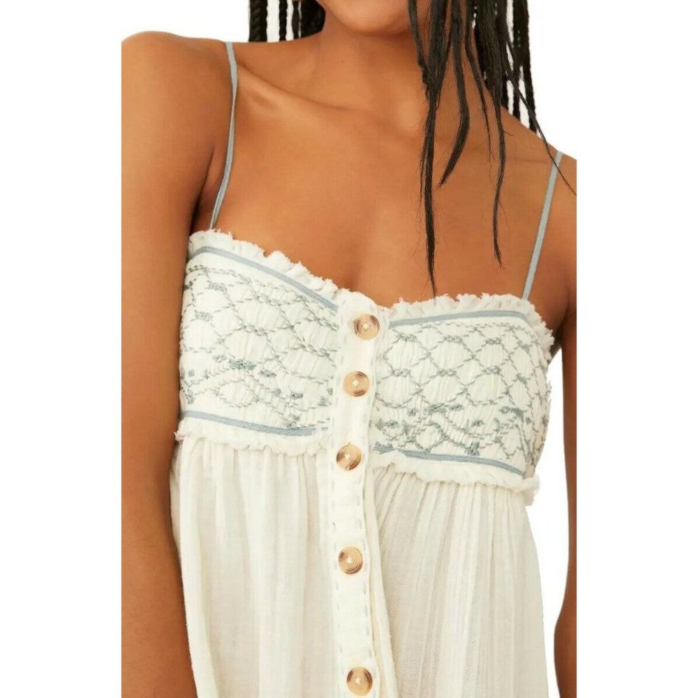Free People Linda Jo Midi Dress Gardenia White Maxi Boho White  M NWT $148 - Picture 6 of 11